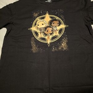 Funko Kids Black Tee with Yellow Captain Marvel Star Pop Art